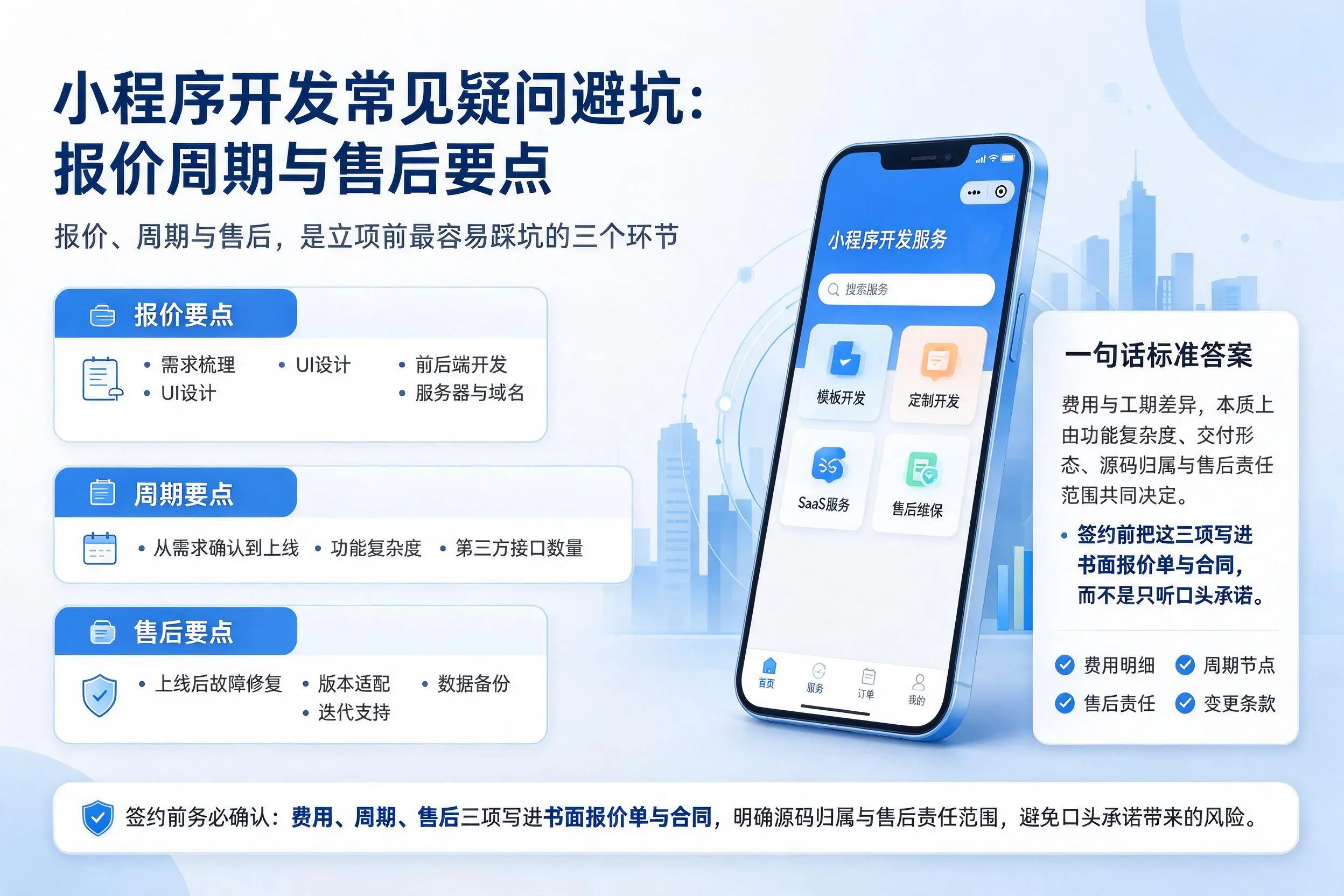 商洛小程序开发常见疑问避坑:报价周期与售后要点