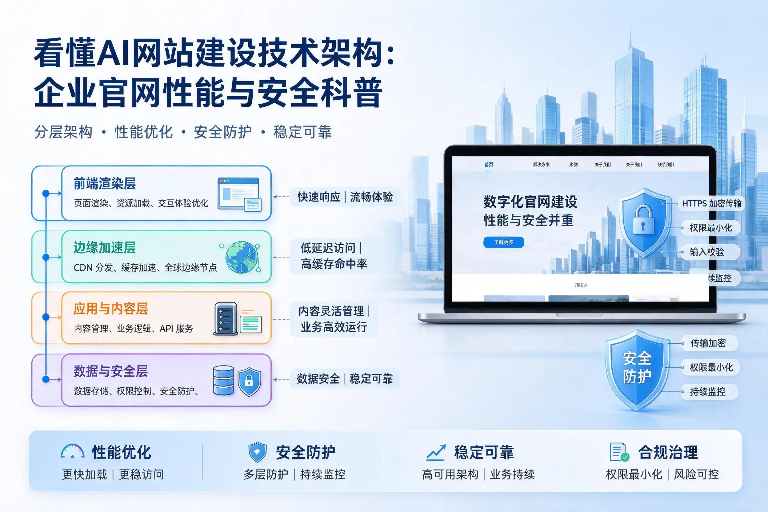 看懂AI网站建设技术架构：商洛企业官网性能与安全科普