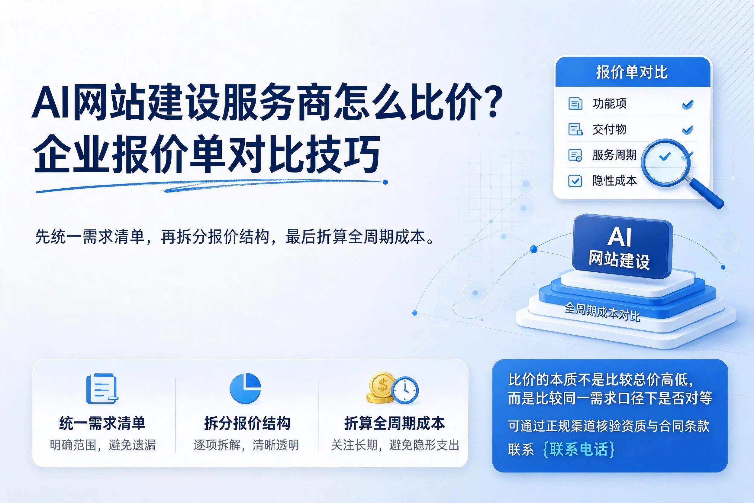 AI网站建设服务商怎么比价？商洛企业报价单对比技巧