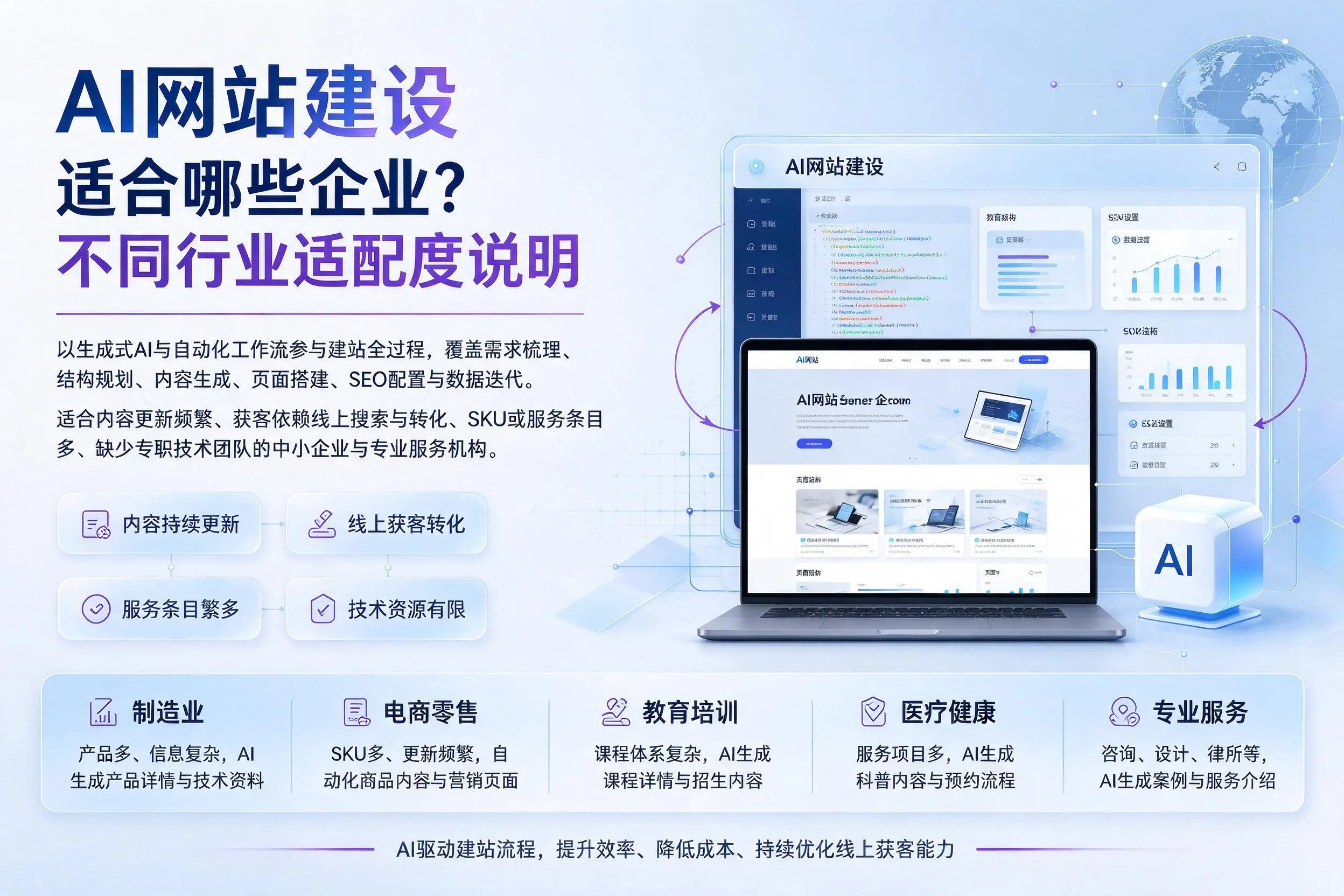 AI网站建设适合哪些企业？商洛不同行业适配度说明